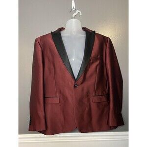 Needle Stitch Tuxedo Blazer Jacket Mens 50R Red Shawl Lapel One Button Formal